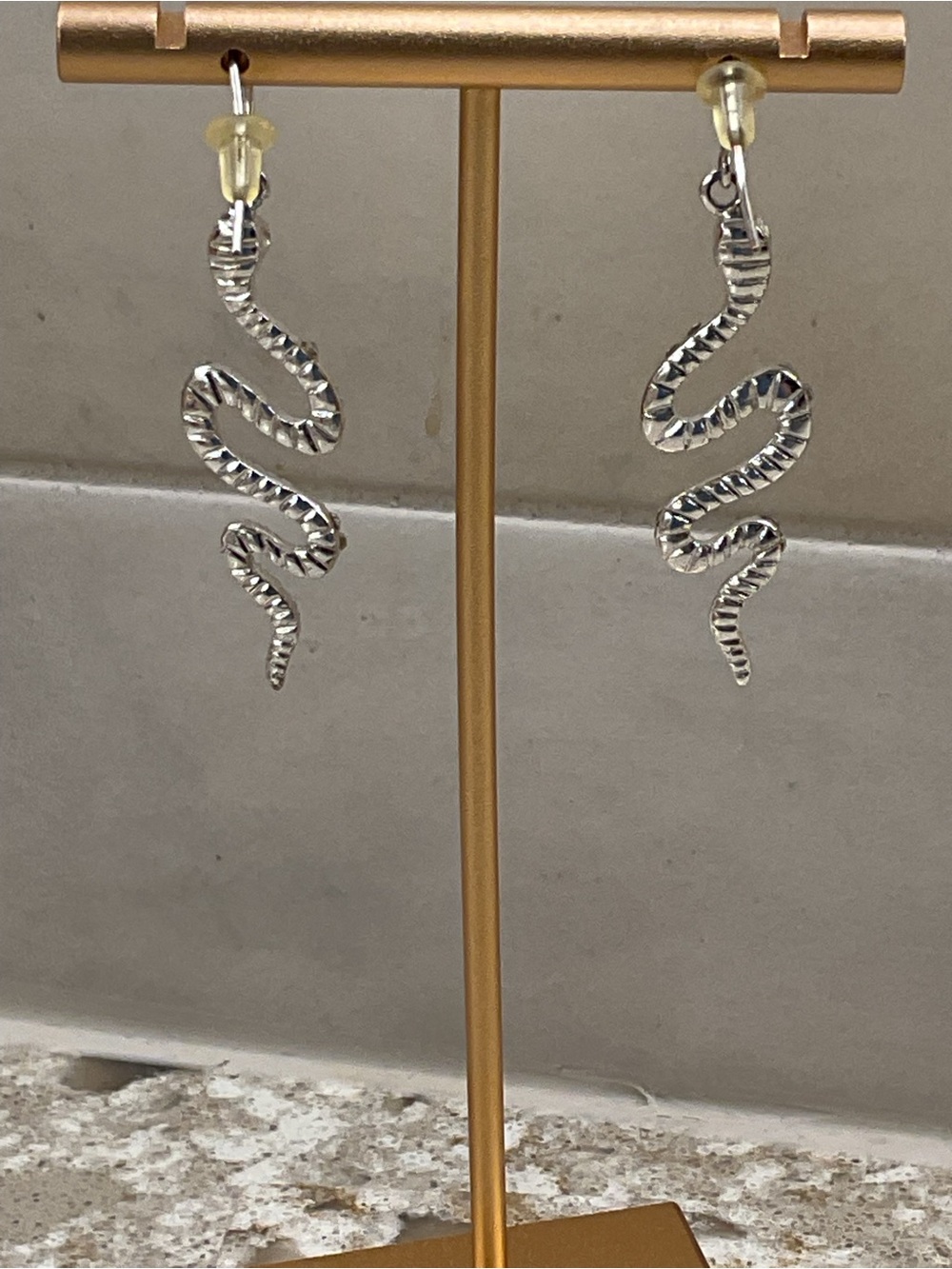 Silver Snake Dangle Earrings - Pets Reptile Accessory